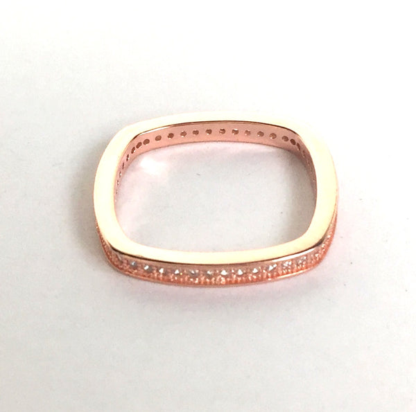 SQUARE BAND PAVE CZ STERLING SILVER RING