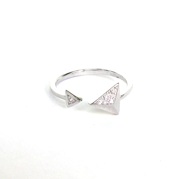 SHARP TRIANGLES PAVE CZ STERLING SILVER RING
