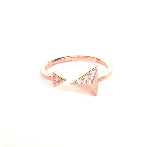 SHARP TRIANGLES PAVE CZ STERLING SILVER RING