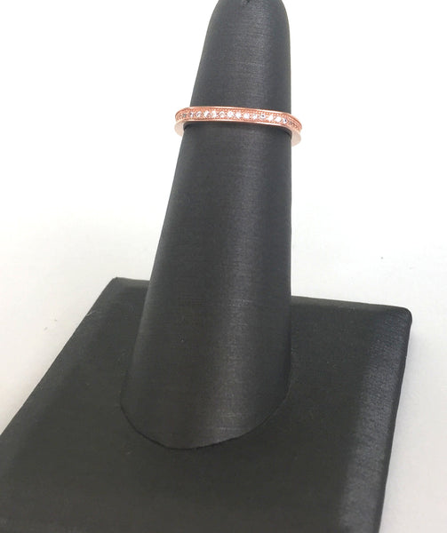 SQUARE BAND PAVE CZ STERLING SILVER RING