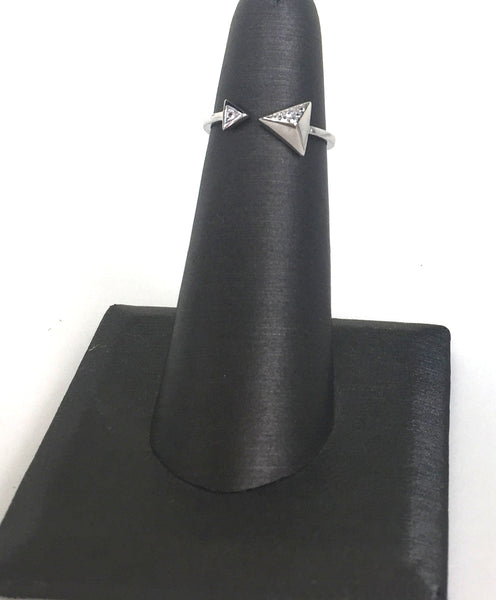 SHARP TRIANGLES PAVE CZ STERLING SILVER RING