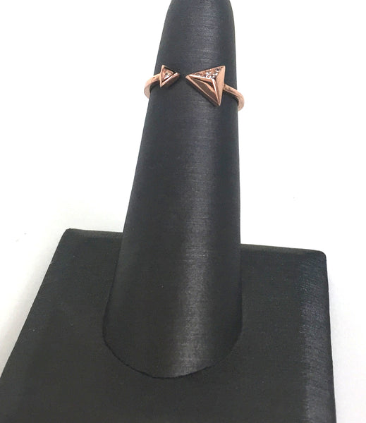 SHARP TRIANGLES PAVE CZ STERLING SILVER RING