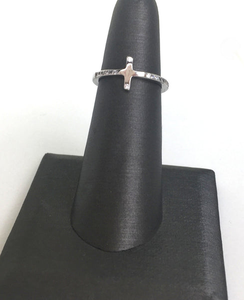 CROSS PAVE CZ STERLING SILVER RING