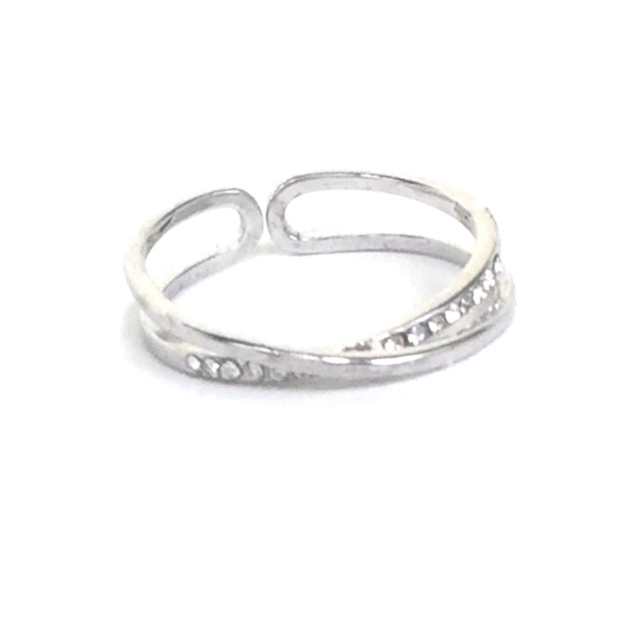 NARROW X PAVE CZ STERLING SILVER RING
