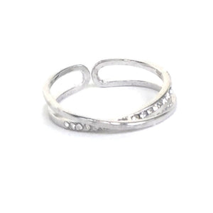 NARROW X PAVE CZ STERLING SILVER RING