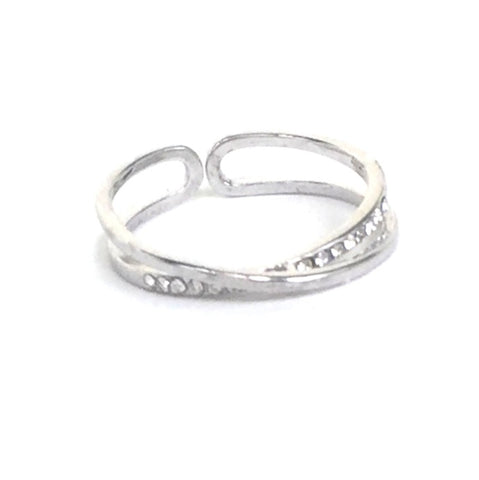 NARROW X PAVE CZ STERLING SILVER RING