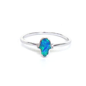 OPAL HAMSA STERLING SILVER RING