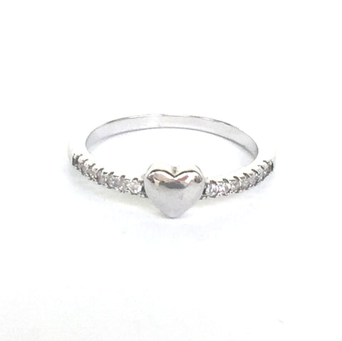 HEART PAVE CZ STERLING SILVER RING