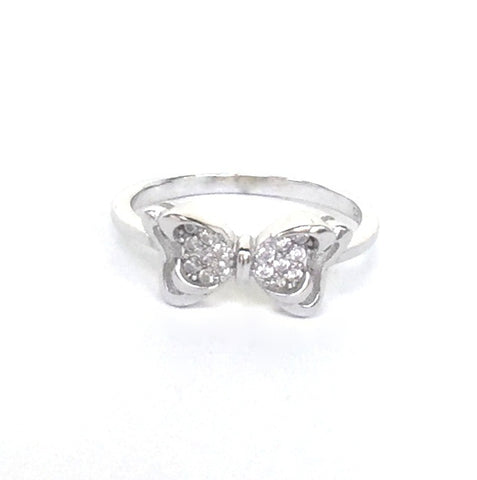 BUTTERFLY BOW PAVE CZ STERLING SILVER RING