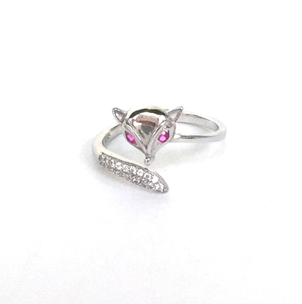 FOX PAVE CZ STERLING SILVER RING