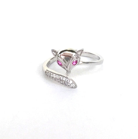FOX PAVE CZ STERLING SILVER RING
