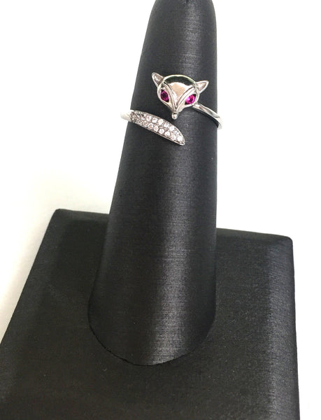 FOX PAVE CZ STERLING SILVER RING