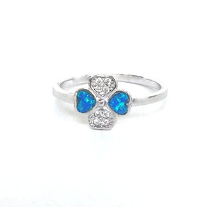SMALL OPAL HEARTS PAVE CZ STERLING SILVER RING