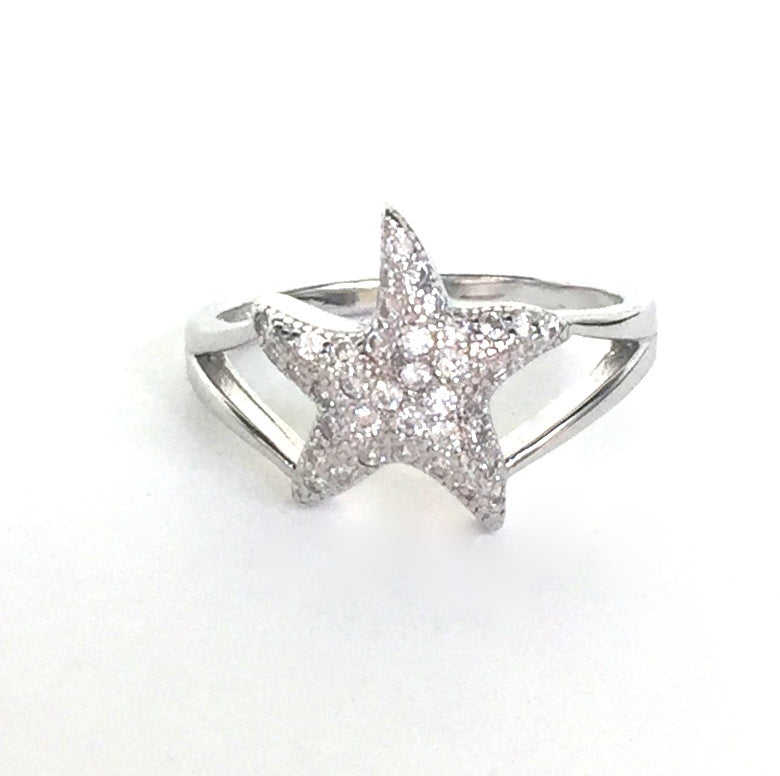 STARFISH PAVE CZ STERLING SILVER RING