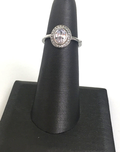 OVAL PAVE CZ STERLING SILVER RING