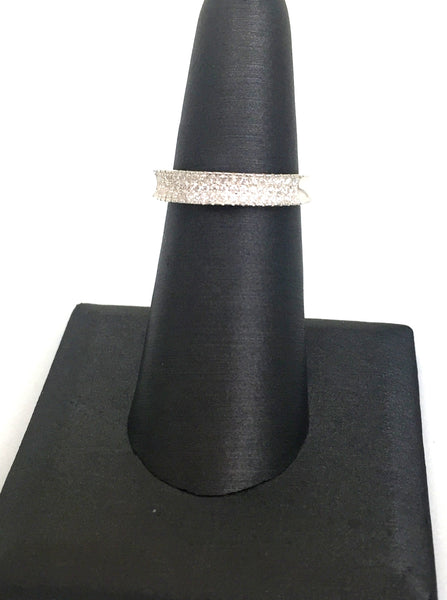 SIMPLE BAND PAVE CZ STERLING SILVER RING