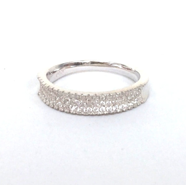 SIMPLE BAND PAVE CZ STERLING SILVER RING