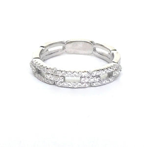 CHAIN BAND PAVE CZ STERLING SILVER RING