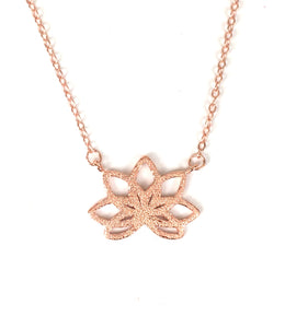 ROSE GOLD LOTUS FLOWER STERLING SILVER NECKLACE