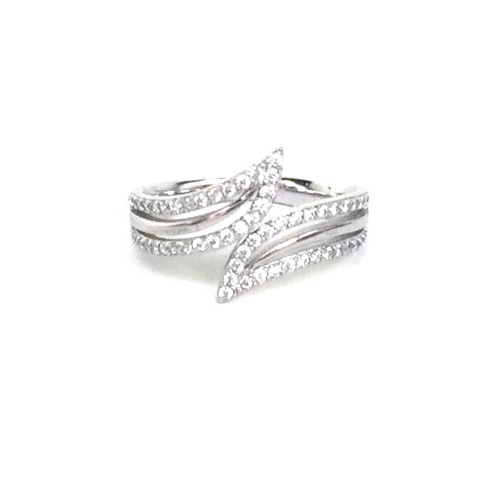 SHARP STYLE PAVE CZ STERLING SILVER RING