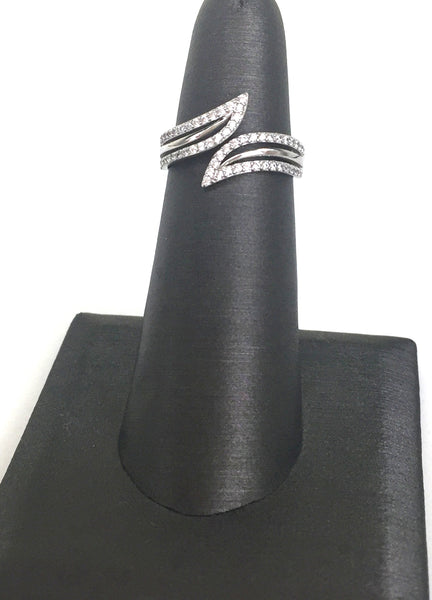 SHARP STYLE PAVE CZ STERLING SILVER RING