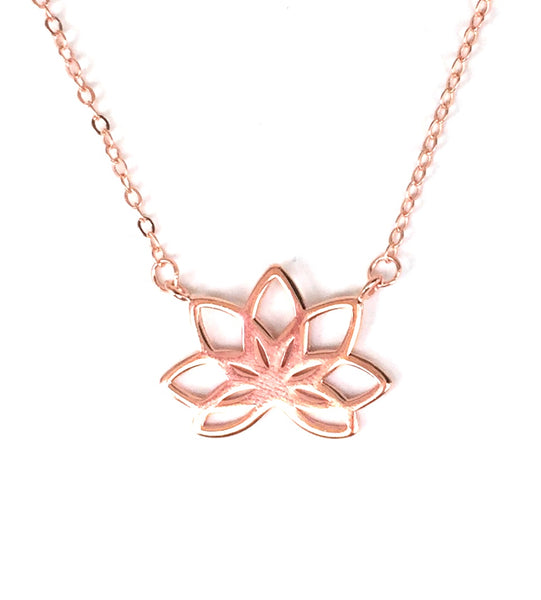 ROSE GOLD LOTUS FLOWER STERLING SILVER NECKLACE