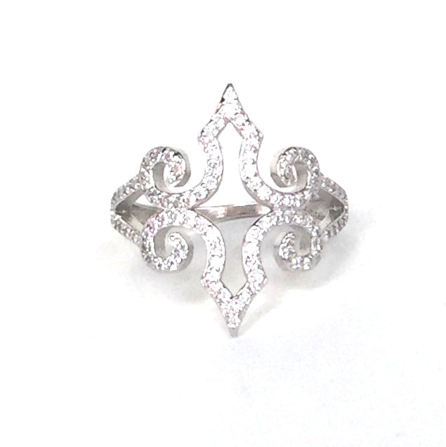 SYMMETRY PAVE CZ STERLING SILVER RING
