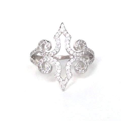 SYMMETRY PAVE CZ STERLING SILVER RING