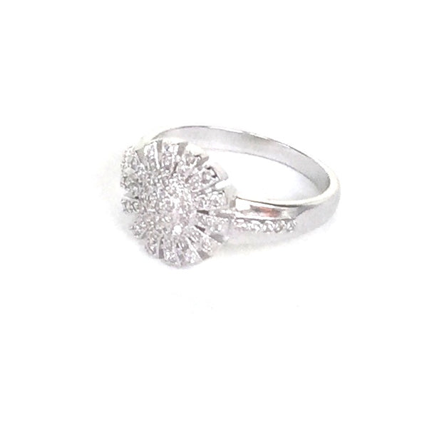 SUNFLOWER PAVE CZ STERLING SILVER RING