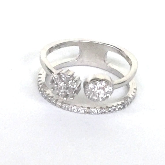 TWO-LAYER PAVE CZ STERLING SILVER RING