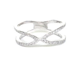 NARROW X II PAVE CZ STERLING SILVER RING