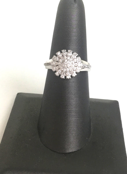 SUNFLOWER PAVE CZ STERLING SILVER RING