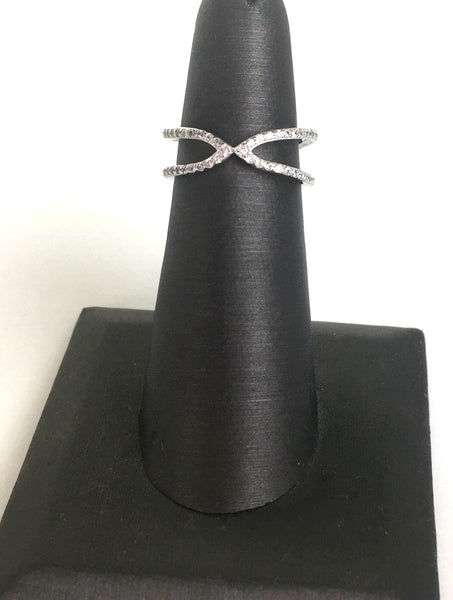 NARROW X II PAVE CZ STERLING SILVER RING