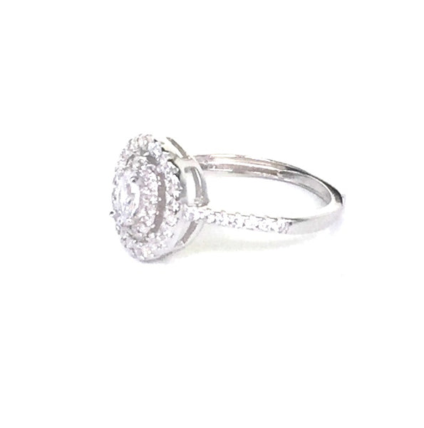 ADJUSTABLE CLASSIC OVAL PAVE CZ STERLING SILVER RING