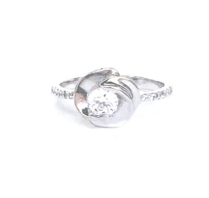 FLOWER CLEAR STONE PAVE CZ STERLING SILVER RING