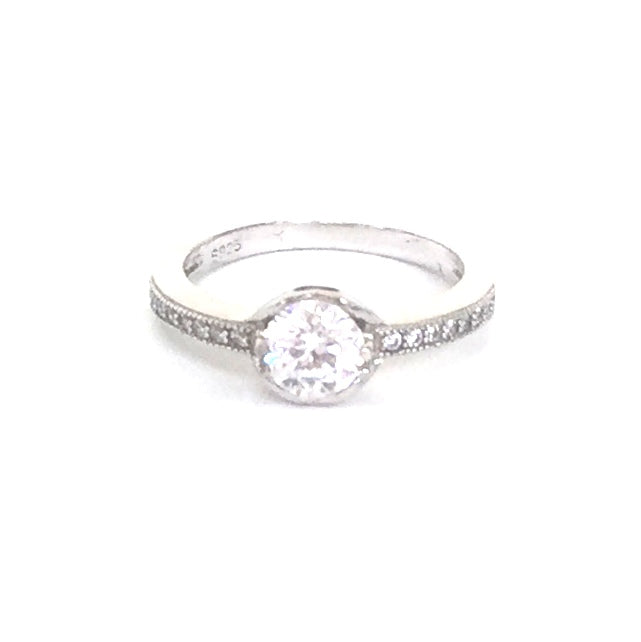 ELEGANT STONE II PAVE CZ STERLING SILVER RING