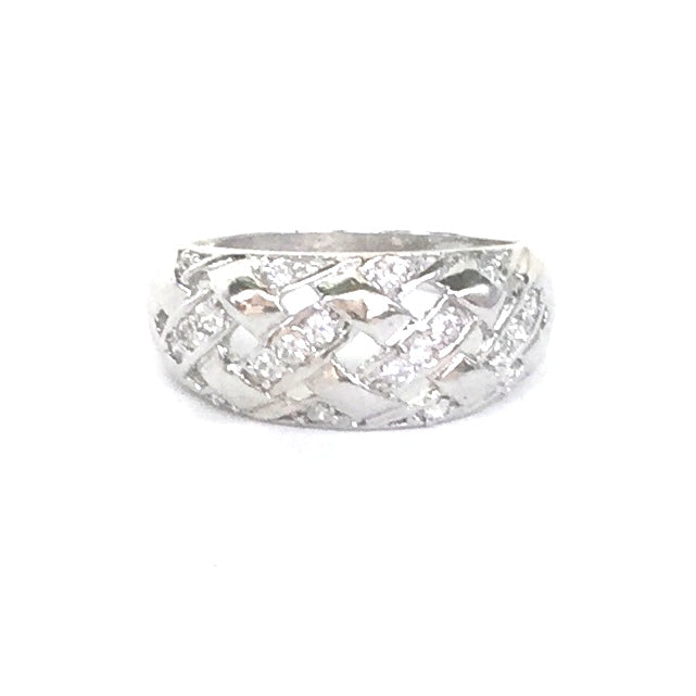 NET BAND PAVE CZ STERLING SILVER RING
