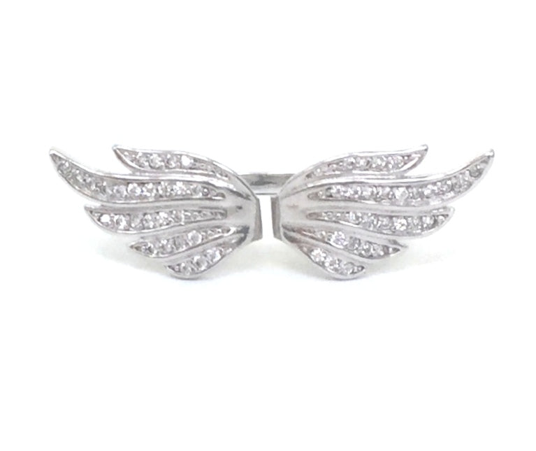 ANGEL WINGS PAVE CZ STERLING SILVER RING