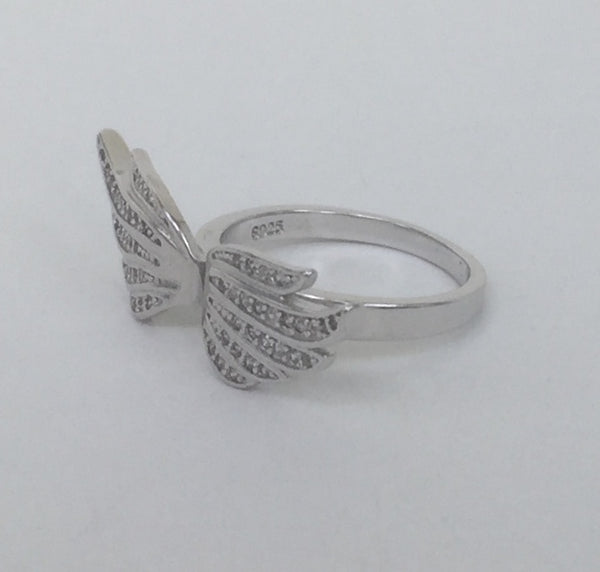 ANGEL WINGS PAVE CZ STERLING SILVER RING