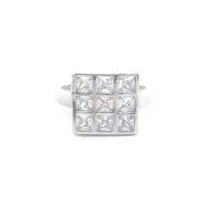 WINDOW PANE CLEAR CZ STERLING SILVER RING