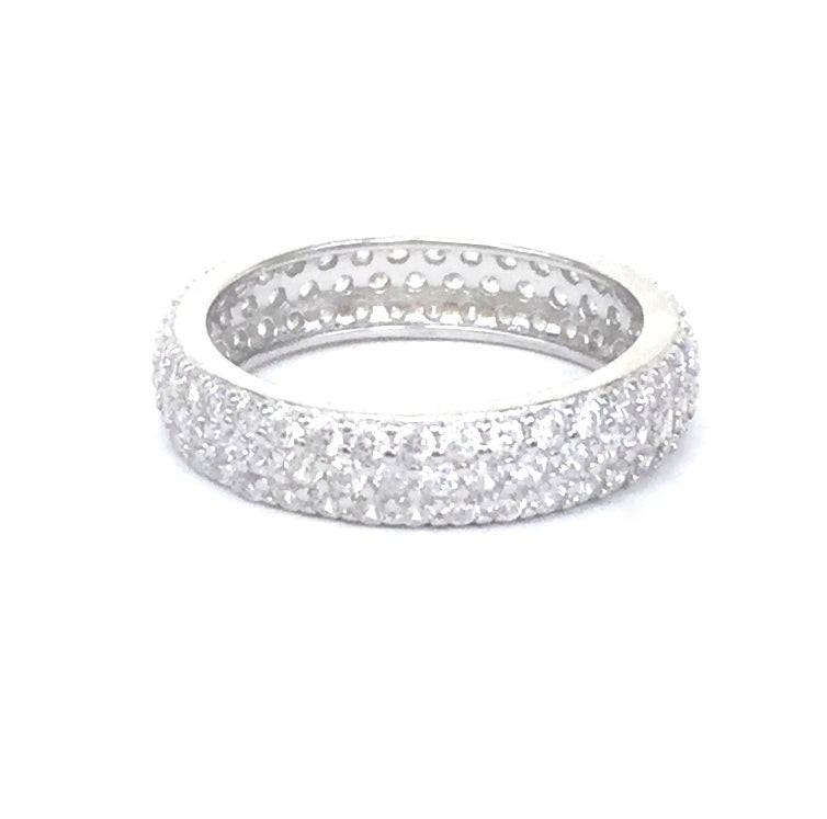 SPARKLING BAND 4MM PAVE CZ STERLING SILVER RING