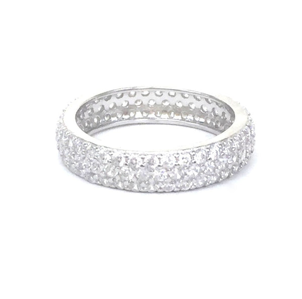 SPARKLING BAND 4MM PAVE CZ STERLING SILVER RING