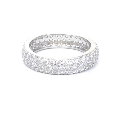 SPARKLING BAND 4MM PAVE CZ STERLING SILVER RING