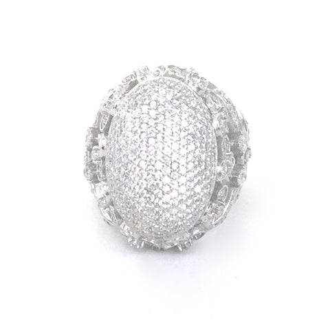 VINTAGE DESIGN SPECTACULAR PAVE CZ STERLING SILVER RING