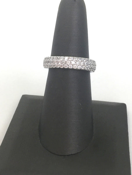 SPARKLING BAND 4MM PAVE CZ STERLING SILVER RING