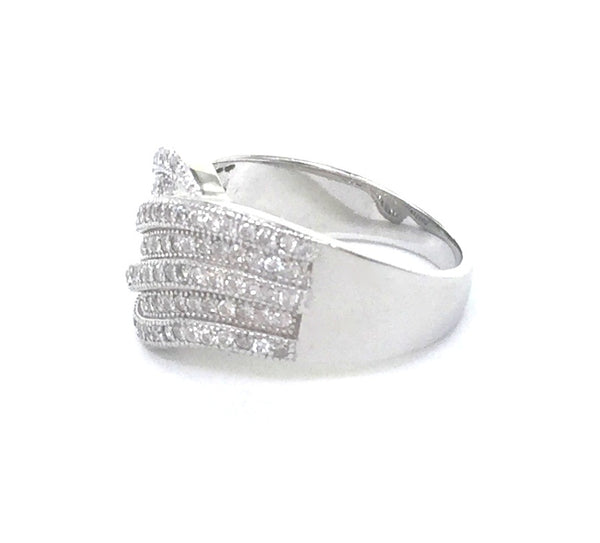 WAVY BAND PAVE CZ STERLING SILVER RING