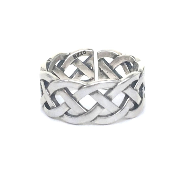 ADJUSTABLE NET OXIDIZED STERLING SILVER RING