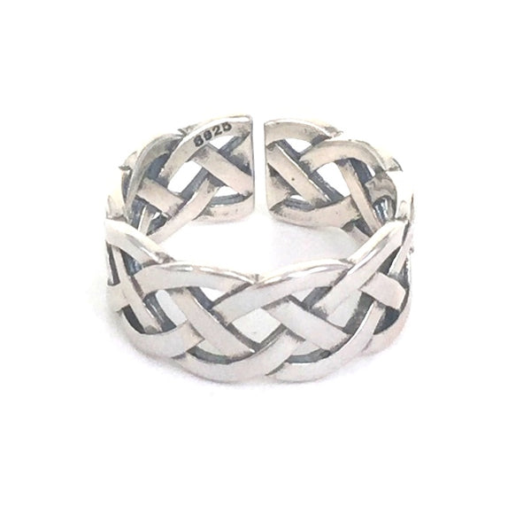 ADJUSTABLE NET OXIDIZED STERLING SILVER RING