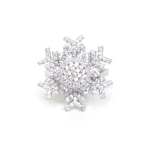 SNOWFLAKE SPINNING PAVE CZ STERLING SILVER RING