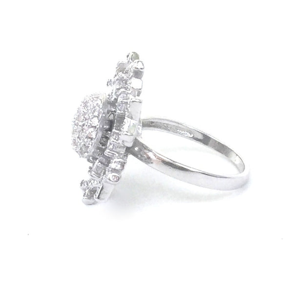SNOWFLAKE SPINNING PAVE CZ STERLING SILVER RING